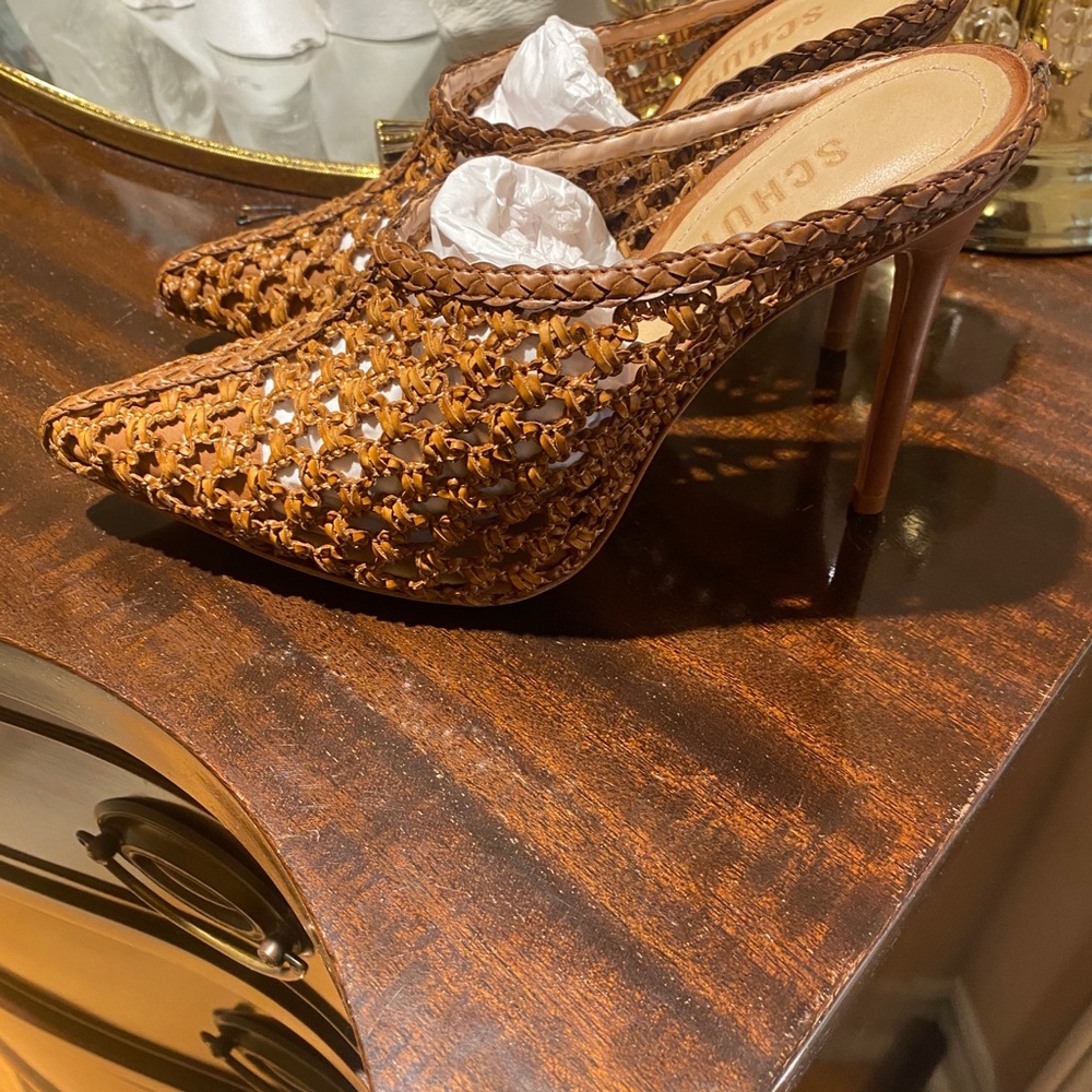Schutz Brown Woven Heels Brand new in box